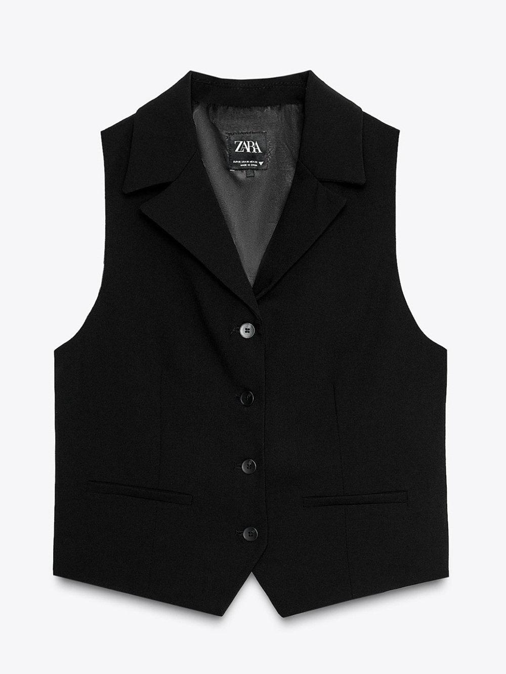 ZARA Black Sleeveless Tailored Vest